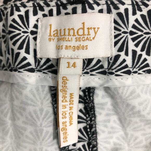 Laundry by Shelli Segal Fan Print Shorts in Black and White 14 EUC - Picture 6 of 8